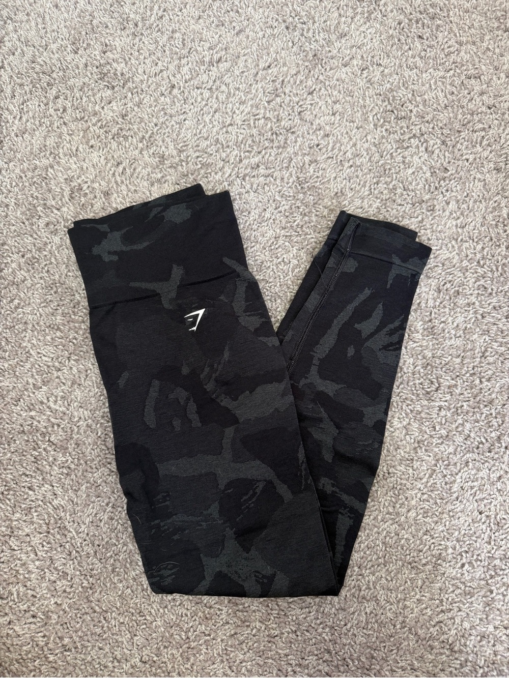 Gymshark Kids Black & Charcoal Camouflage Leggings